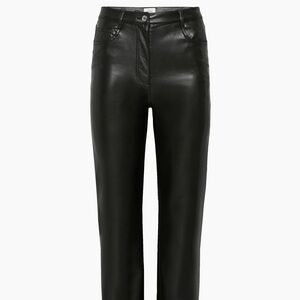 Aritzia Black Melina Straight Leg Leather Pants